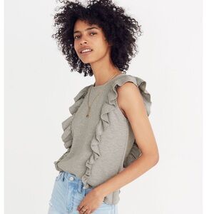 Madewell Gray Ruffled Sweater Tank